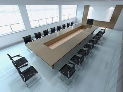 Board room with long board table